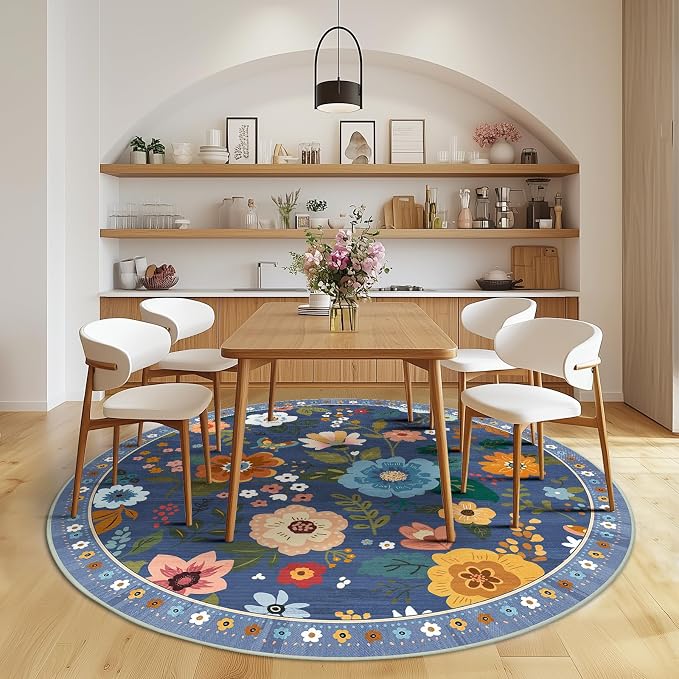 RELEANY Floral 4ft Area Rugs Washable Print Boho Cute Carpet Non Slip Flower - Image 6