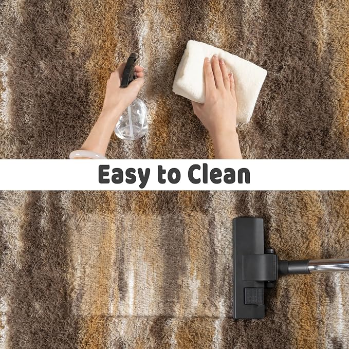 Shag Rugs for Living Room 6x9, Ultra Soft Abstract Brown Big Fuzzy Rugs for - Image 7