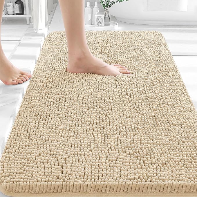 OLANLY Bathroom Rugs 30x18, Extra Soft Absorbent Chenille Bath Rugs, Rubber by OLANLY