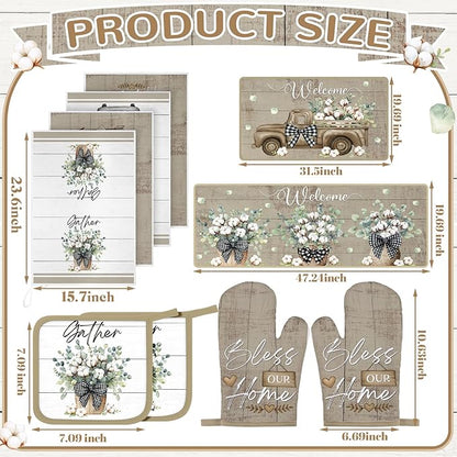 Fourluoo 10 Pcs Flower Basket Farmhouse Kitchen Decor Set Dish Towels Kitchen - Image 3