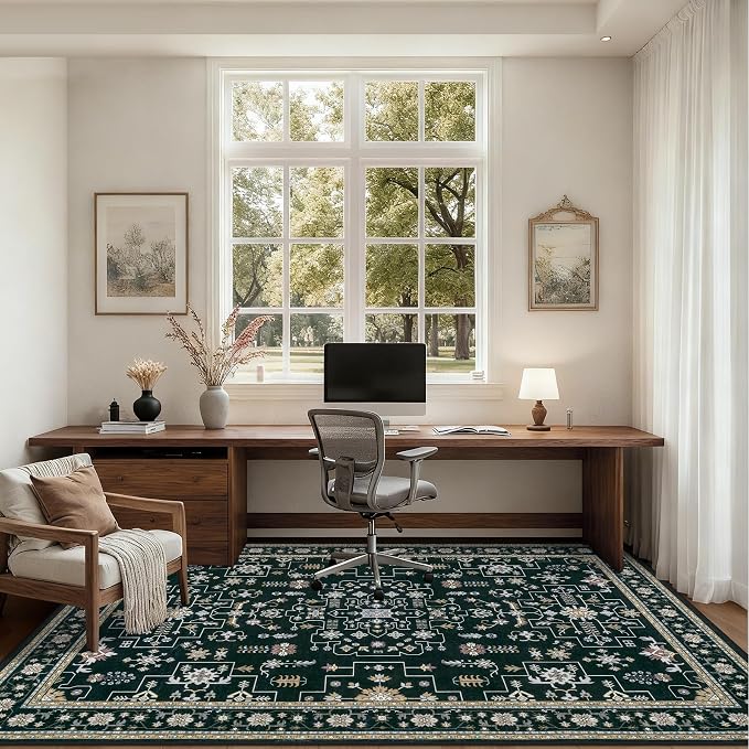 4x6 Area Rugs for Living Room: Washable Rug Soft Vintage Boho Medallion Carpet - Image 5