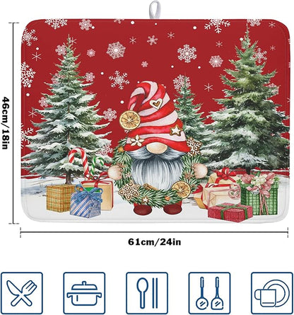 Christmas Dish Drying Mat for Kitchen Counter, Merry Christmas Dish Drying Mat - Image 2