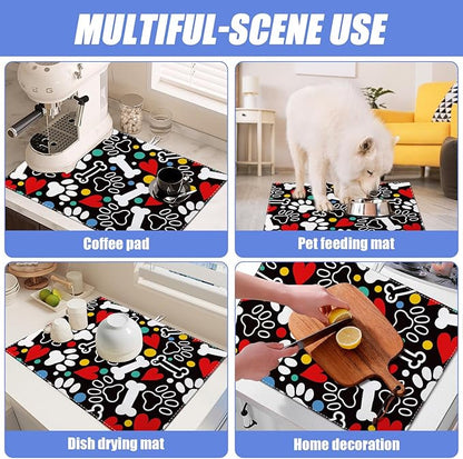 Dog Paw Bone Dish Drying Mat for Kitchen Counter Drying Pad Absorbent - Image 7