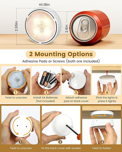 LED Puck Lights with Remote Control & Timer, Battery Operated Under Cabinet - Image 4
