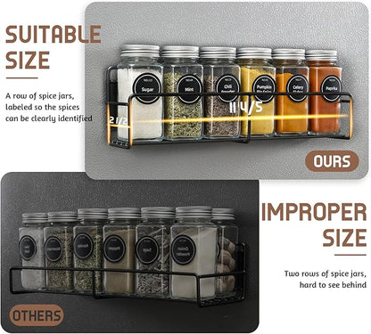 VITEVER Magnetic Spice Rack, 4 Pack, 24 Square Glass Jars - Image 3