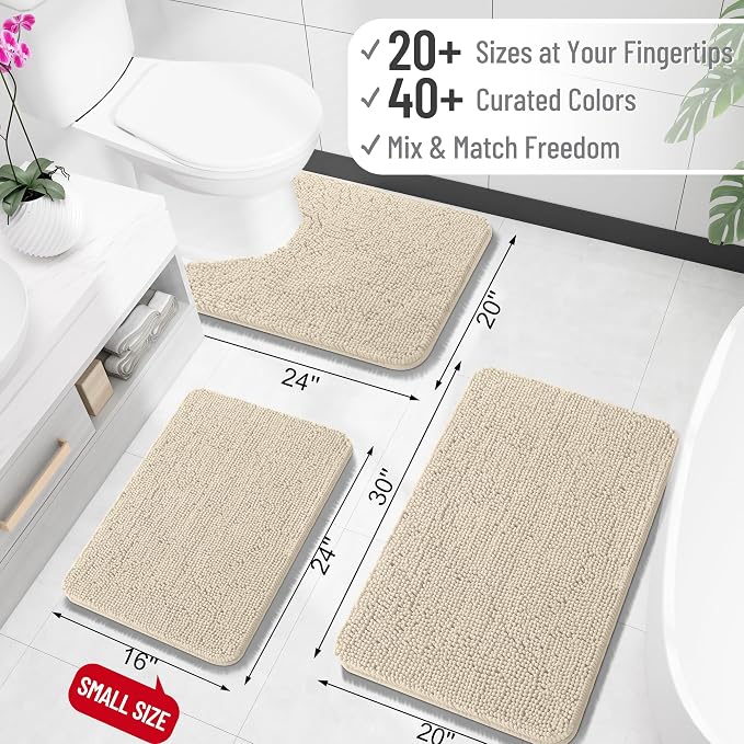OLANLY Large Bathroom Rugs 40x24, Extra Soft Absorbent Chenille Bath Rugs - Image 2