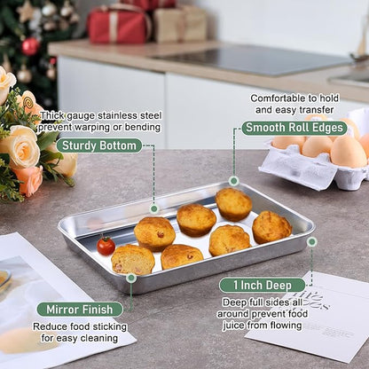 Homikit Toaster Oven Pan with Rack Set, 9 x 7 Inch Small Baking Sheet with Wire - Image 3