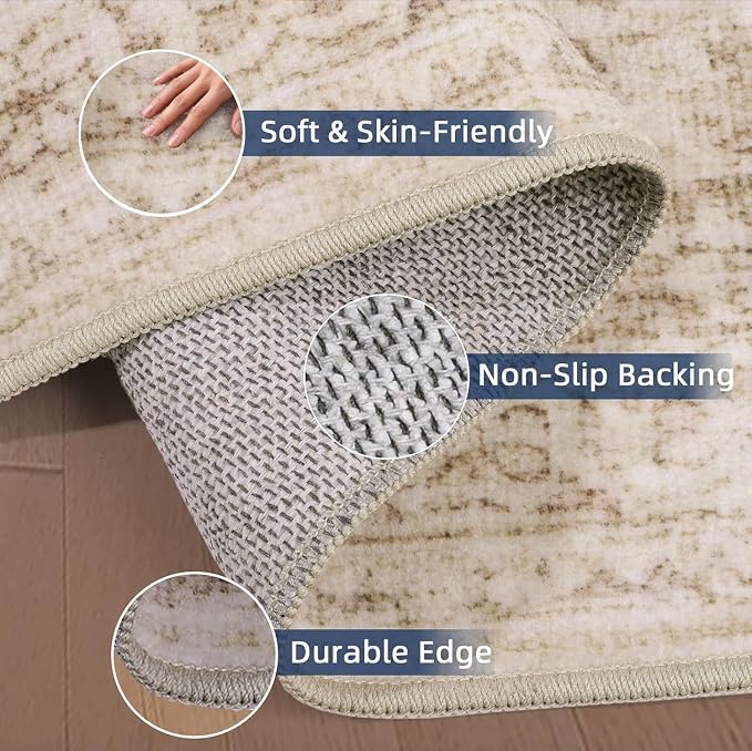 2x12 Runner Rug for Hallways Non-Slip Long Rug Runners, Boho Vintage Washable - Image 5