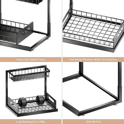 VUSIGN Under Sink Organizers Storage, 2 Tier Under Cabinet Organizer Shelf - Image 7