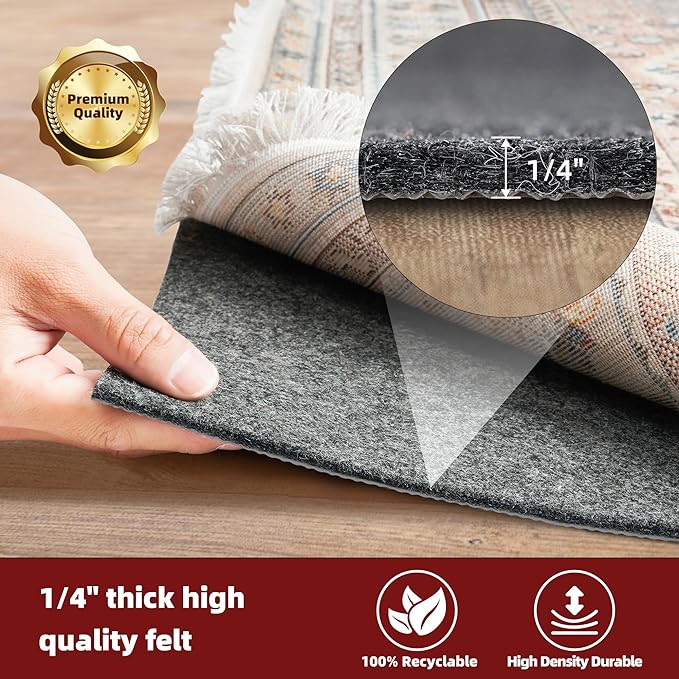 BAGAIL Felt and Natural Rubber Backing Rug Pads 1/4” Thick, 5 x 7 Ft Non Slip - Image 3