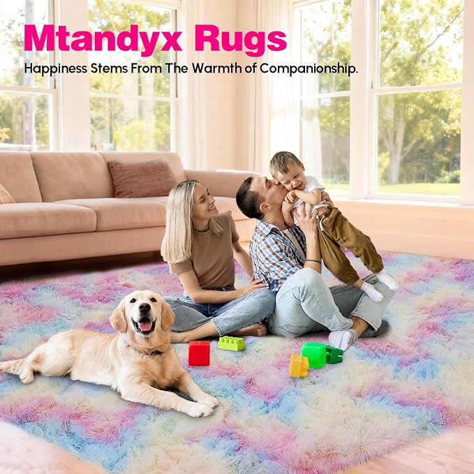 5x7 Plush Fluffy Area Rugs, Large Soft Carpet, Upgraded Non-Slip Rectangular Rug - Image 4