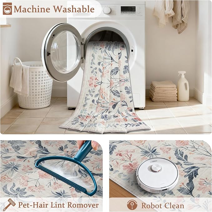 8x10 Area Rugs Washable Rug: Large Boho Living Room Rug Soft Non-Slip Low Pile - Image 5
