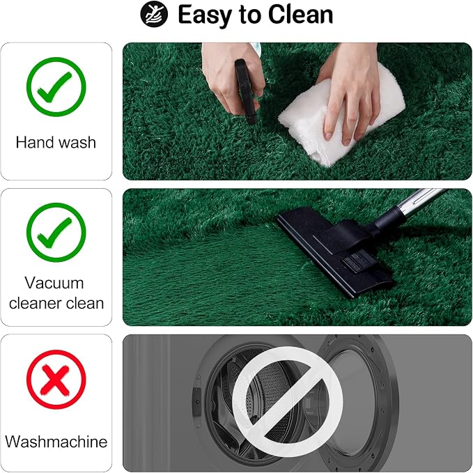 qulint Green Rug for Bedroom, Soft Fluffy 2x3 Area Rug for Living Room Shag - Image 4
