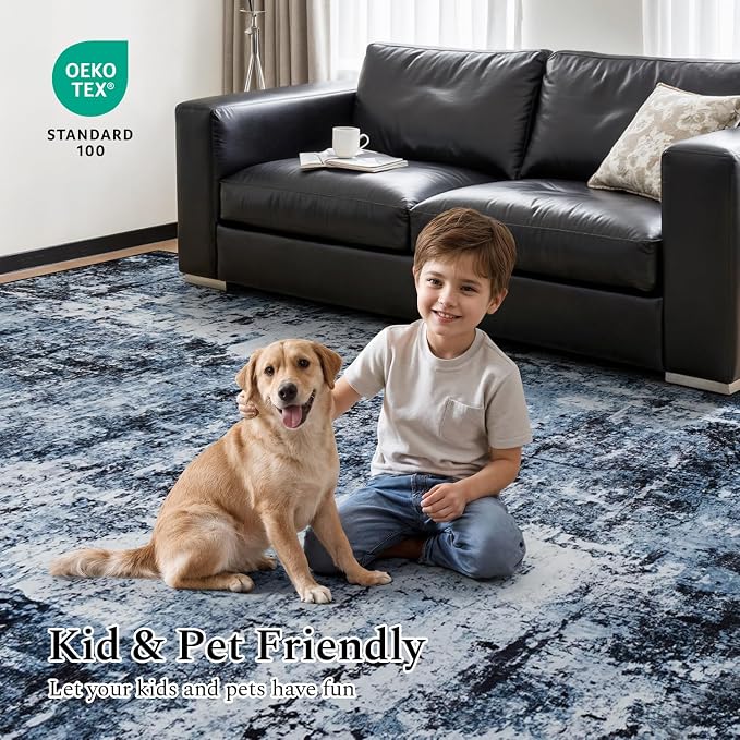 Rugflix 8x12 Area Rugs for Living Room, Washable Large Rug Stain-Resistant Low - Image 5