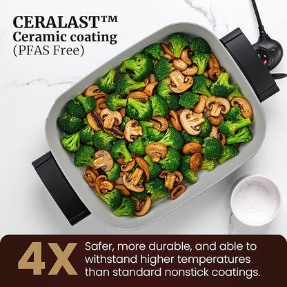 Elite Gourmet 15" x 12" x 3" Stow-Away Foldable Electric Skillet, Ceralast™ - Image 4