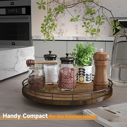 Farmhouse Oak 13" Lazy Susan Turntable Organizer - Image 2