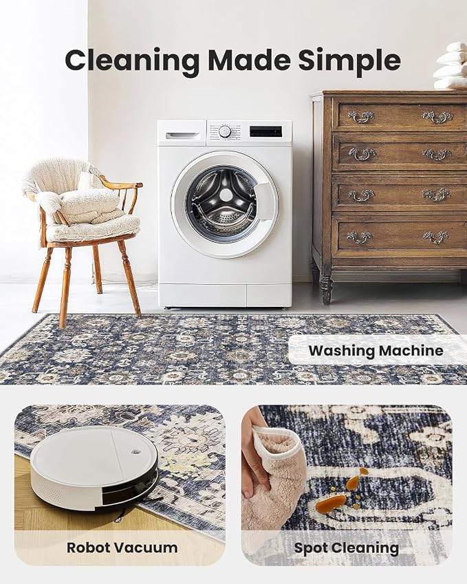 AMADA HOMEFURNISHING 2x4 Washable Area Rug, Low-Profile Entryway Rug - Image 5