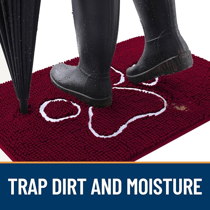 OLANLY Dog Door Mat for Muddy Paws 44x32, Paw Print Design, Absorbs Moisture - Image 2
