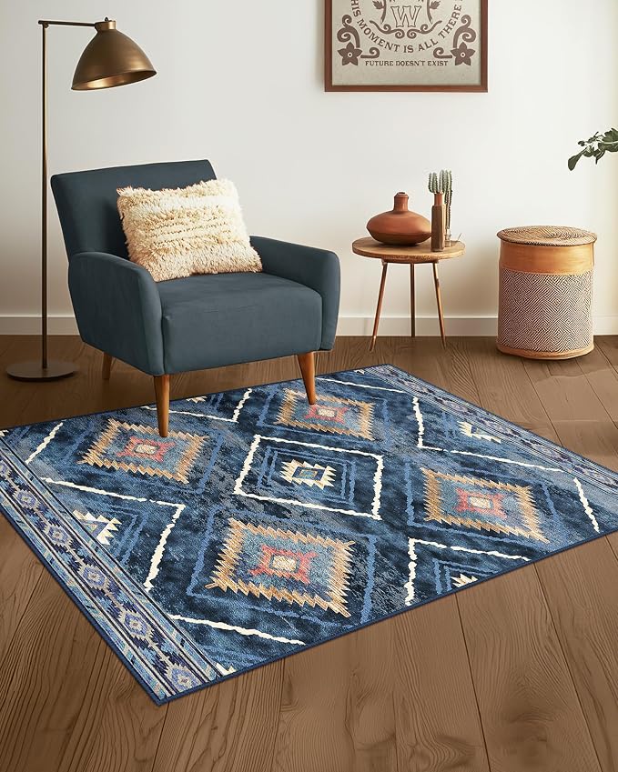Area Rug 2x3 Rug Machine Washable Non-Slip Low Pile Print Pattern Western Rug - Image 7