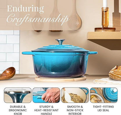 Cast Iron Dutch Oven with Lid – Non-Stick Ovenproof Enamelled Casserole Pot – - Image 7