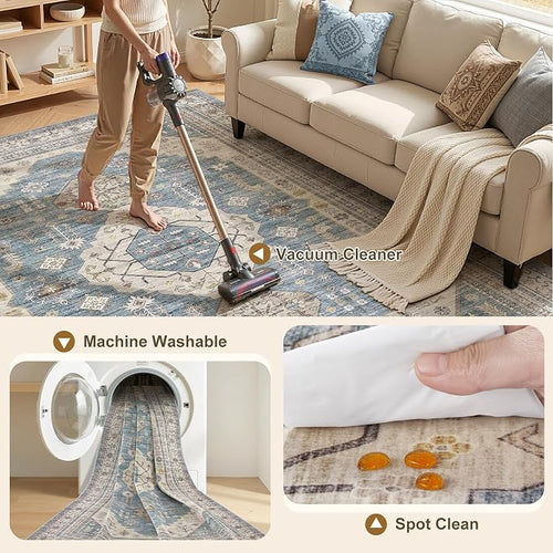 9x12 Washable Area Rug, Large Rugs - Image 2
