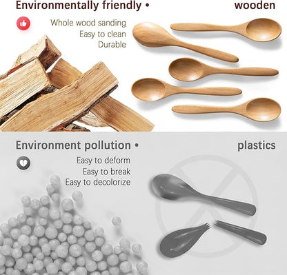 7 PCS Small Wooden Spoons, 5.8 Inch Honey Spoons - Image 4