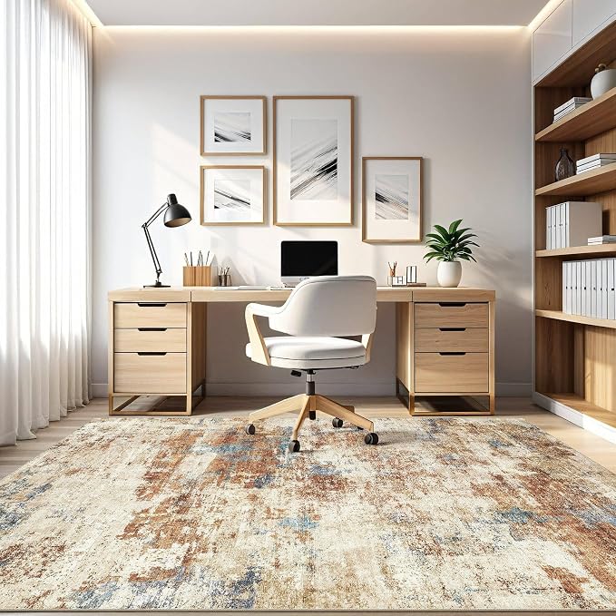 5x8 Area Rug Washable Rug: Large Abstract Modern Soft Stain Resistant Indoor - Image 8