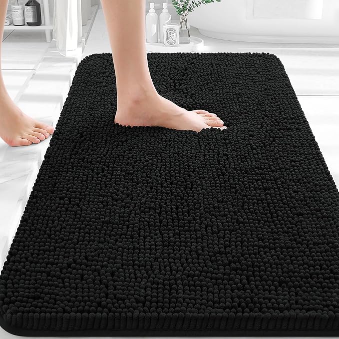 OLANLY Bathroom Rugs 32x20, Extra Soft Absorbent Chenille Bath Rugs, Rubber by OLANLY