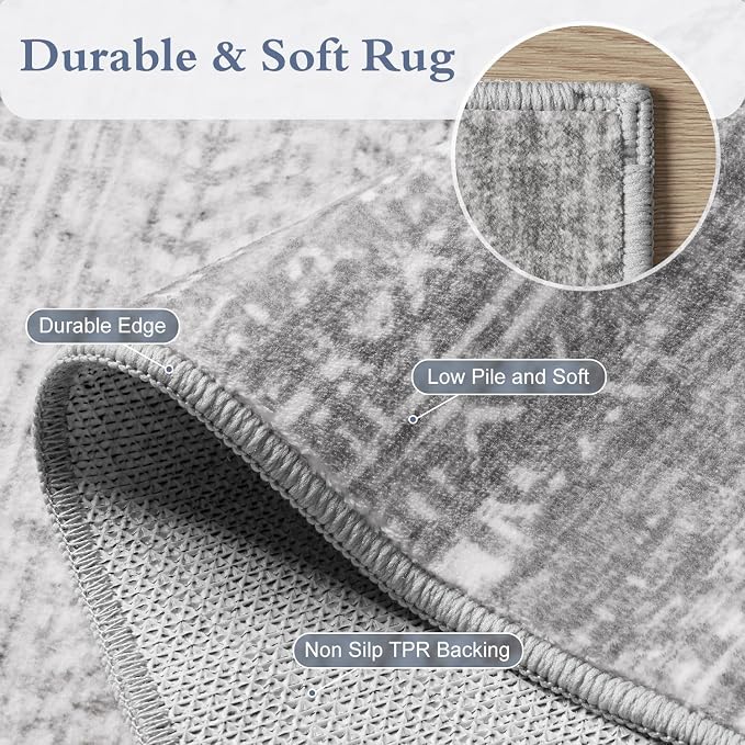3 x 5 Rug Small Non Slip Machine Washable Rug Distressed Abstract Soft Indoor - Image 5