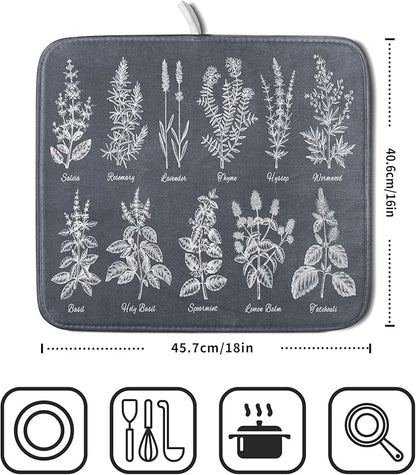 Flower Herbs Dish Drying Mat Wild Plant Dish Rack Mat - Image 2
