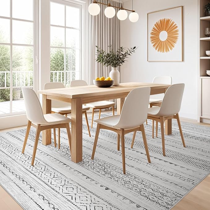 Nakagishi 9x12 Area Rug Living Room: Washable Boho Large Neutral Modern Soft - Image 7