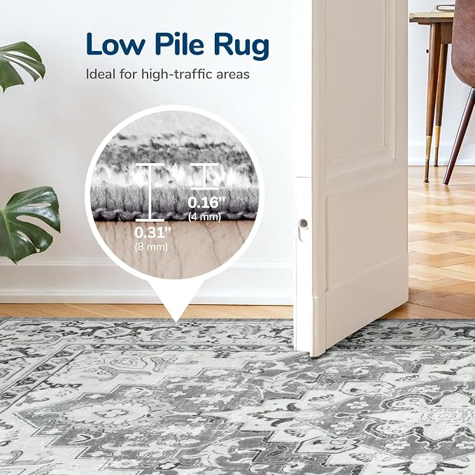 Lessymo Runner Rug for Hallway 2 x 8, Machine Washable Area Rugs Boho Faux Wool - Image 6