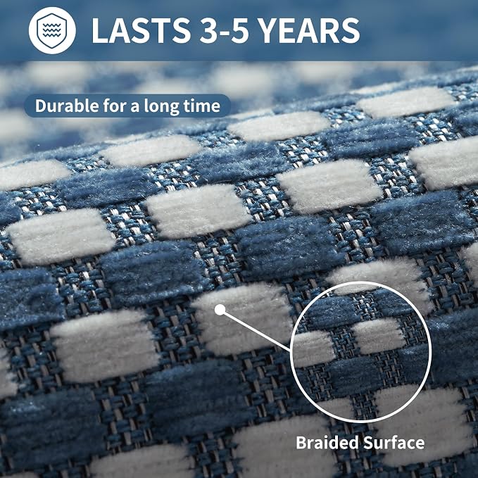 YDKGL Kitchen Rugs Non Slip Washable, Rubber Backing Soft Chenille Braided - Image 8
