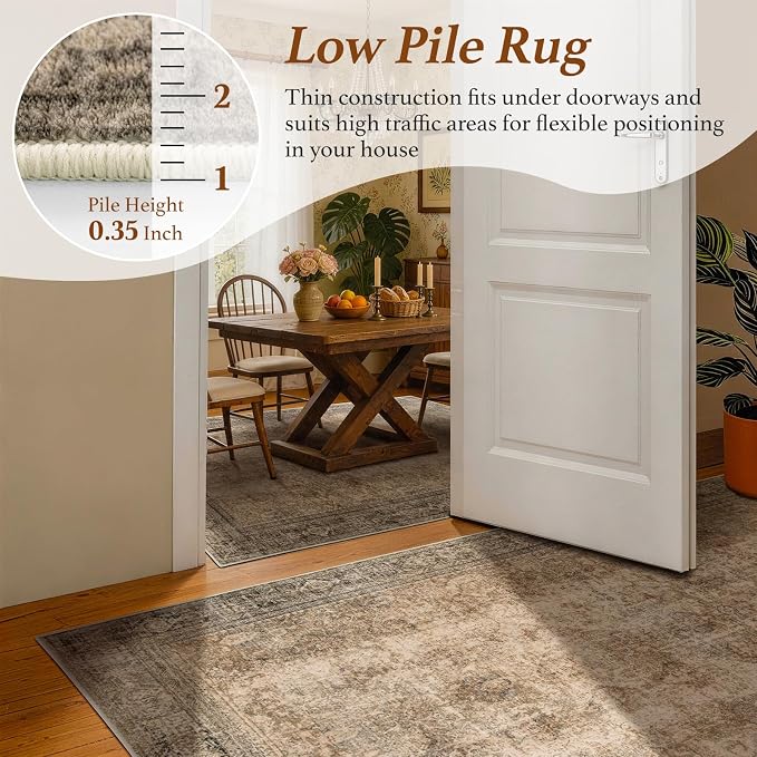 LIANLAM 2x6 Washable Area Rug, Vintage Boho Traditional Pattern, Non-Slip Stain - Image 7
