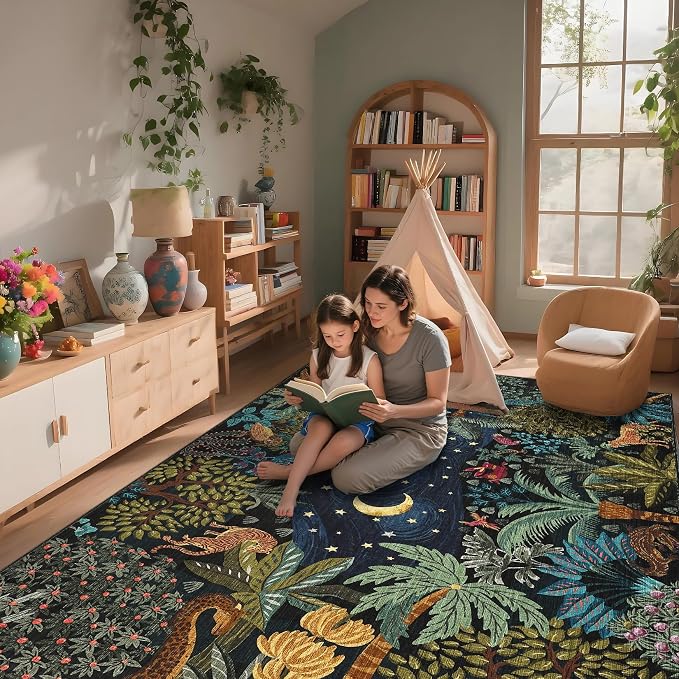 GarveeHome Area Rugs 8x10 for Living Room, Jungle Animal Large Washable Rug - Image 2
