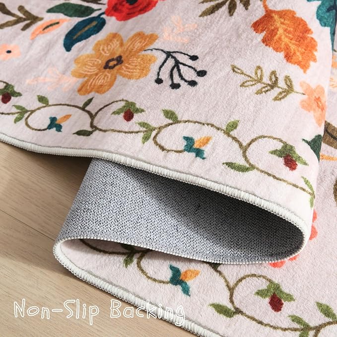 Rugcomf Living Room Rug 6x9 Rug Machine Washable Boho Area Rug Non Slip Floral - Image 3