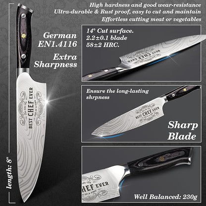 Funistree Gifts for Men Women Chef, 8 inch Professional Kitchen Knife Gift Set - Image 3