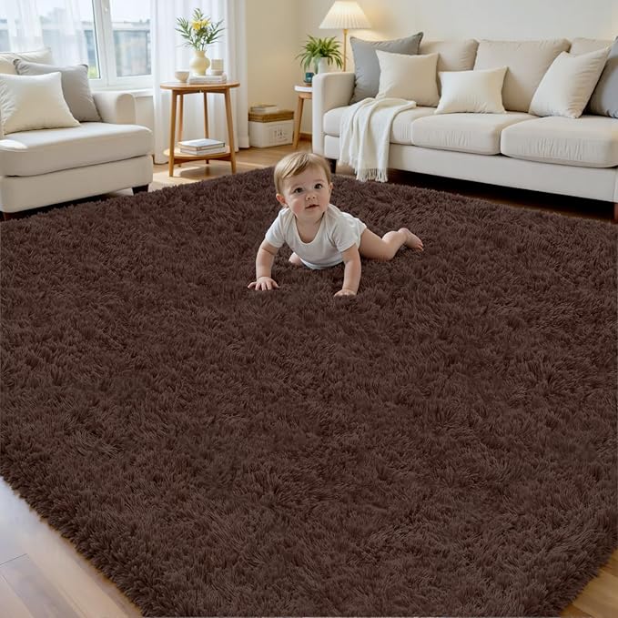 8x10 Area Rug for Living Room, Ultra Soft Fluffy Shag Rugs for Bedroom by Yidanamy