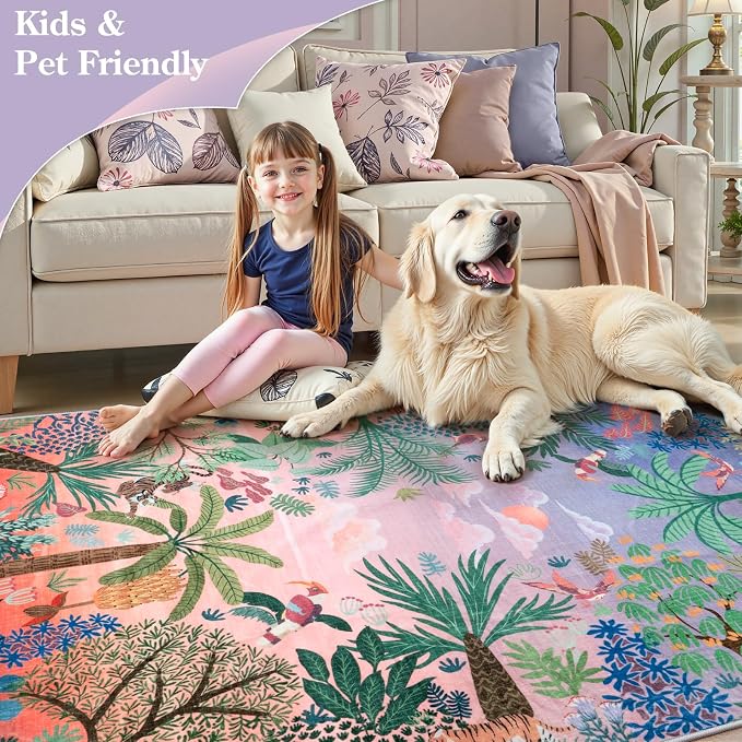 LIVEBOX Jungle Rug 9 x 12 Rug Purple Room Rugs - Image 5