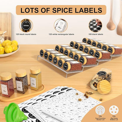 24 Spice Jars with Spice Drawer Organizer, 355 Spice Labels, 2 Pack Expandable - Image 4