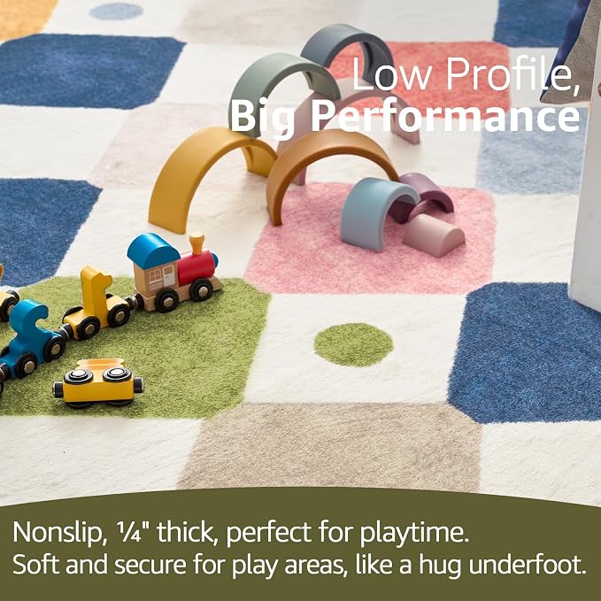 jinchan Macy Arched 3x5 Washable Kids Area Rug, Modern Colorful Checkered - Image 7
