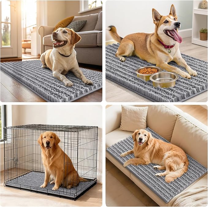Smiry Dog Door Mat for Muddy Paws 47x20, Absorbent Dirt Trapper, Non-Slip - Image 7