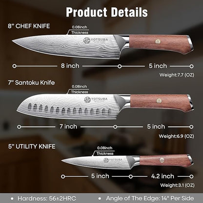 YOTSUBA 3 PCS Japanese Kitchen Knife Set, Razor Sharp High Carbon Stainless - Image 6