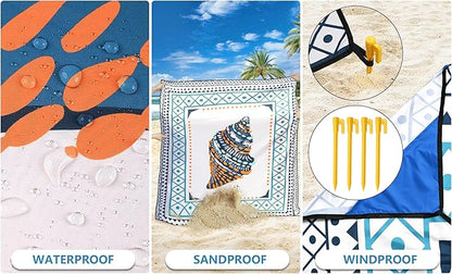 HIHOHO Beach Blanket Waterproof Sandproof Extra Large Beach Mat 79" X - Image 3