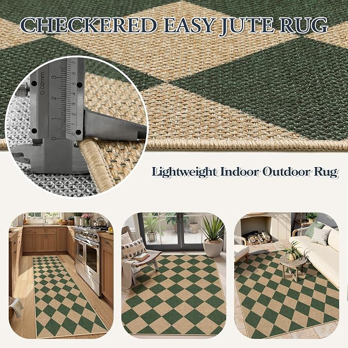Lahome Colette Checkered Outdoor Rug 5x7, Washable Rug - Image 7