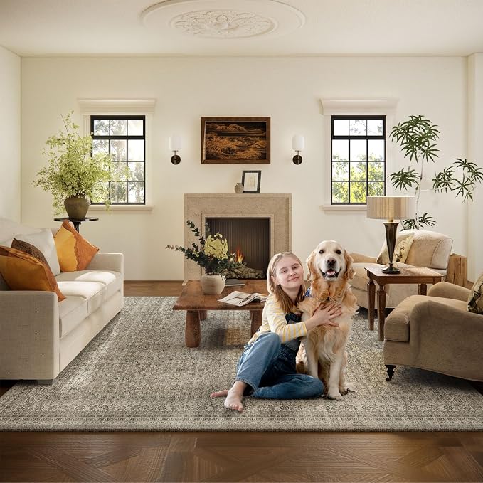 Washable Area Rugs for Living Room: 8x10 Bedroom Area Rug Boho Vintage Rugs - Image 6
