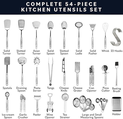 Home Hero 54-Piece Stainless Steel Kitchen Utensils Set - Image 2