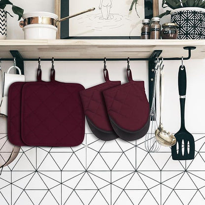 Oven Mitts and Pot Holders Set, Heat Resistant Silicone Kitchen Mini Oven - Image 7