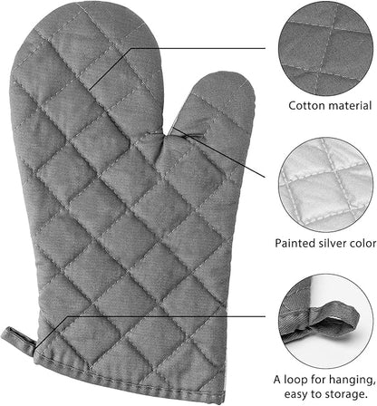 GROBRO7 6Pcs Cotton Oven Mitts and Pot Holders Set Durable Hot Pads Machine - Image 3