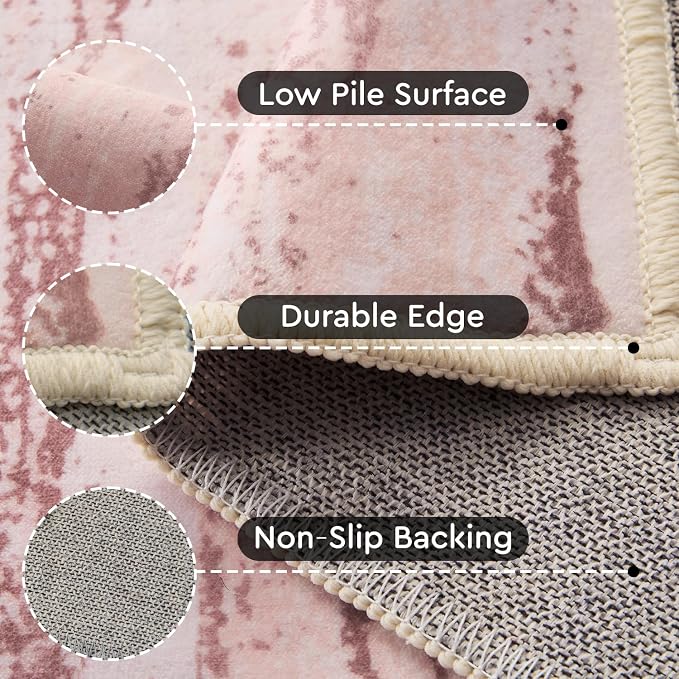 tchdio Pink Rug-8x10 Area Rugs for Living Room, Ultra Soft Washable Rugs for - Image 3